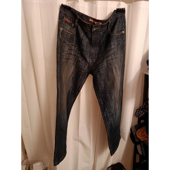 5ive Jungle & Co Y2k Wide Leg Hip Hop Embroidered Jeans Size 40 - Picture 1 of 5